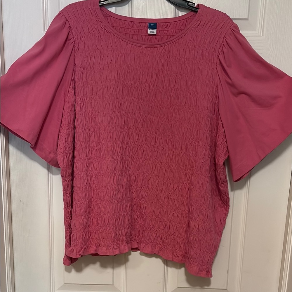 Cato Pink Bell Sleeve Blouse with Relaxed Boxy Fit